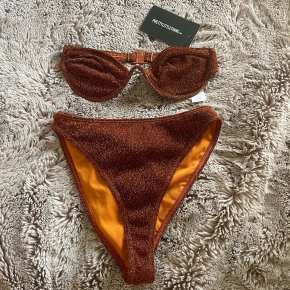 Pretty little thing bronze sparkly bikini - Picture 1 of 1